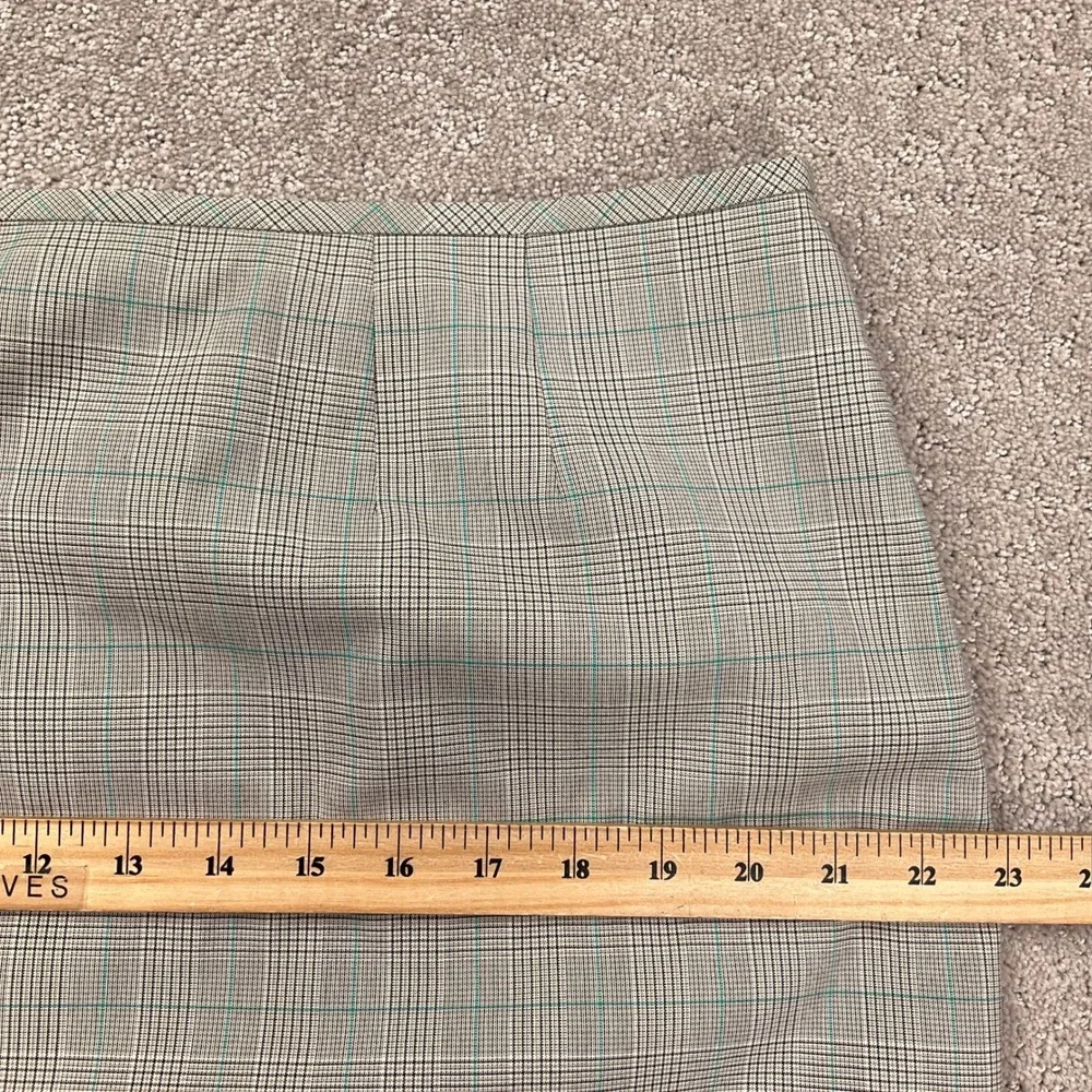 Evan Picone Skirt Suit Womens 16 Beige Turquoise Glen Plaid 2 pc Business Office